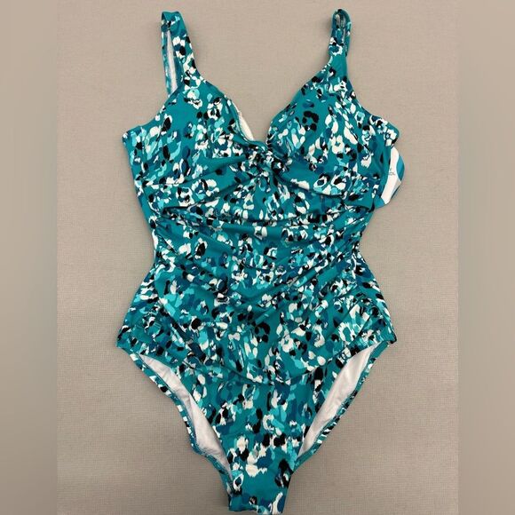 Women's Blue Patterned Swimsuit - Picture 3 of 4